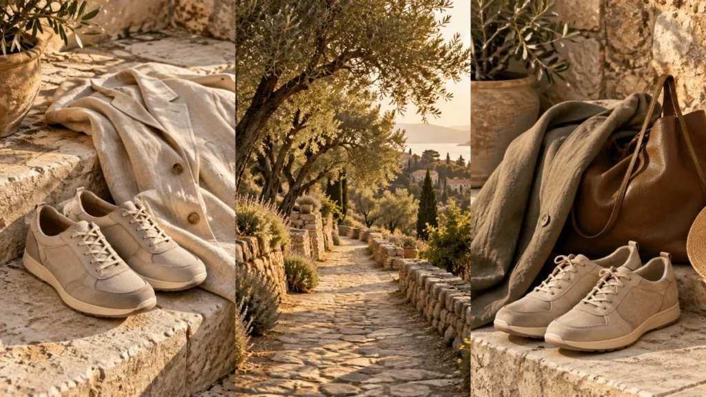 Mediterranean-inspired walking still life in warm neutral tones