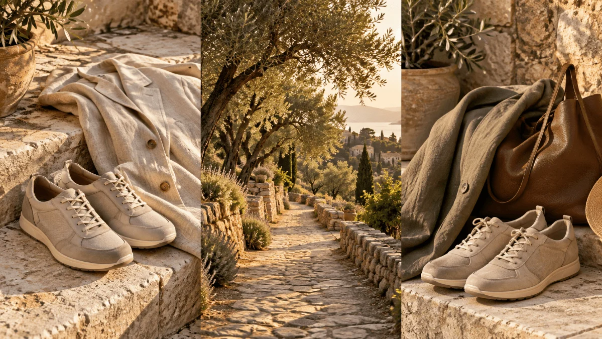 Mediterranean-inspired walking still life in warm neutral tones